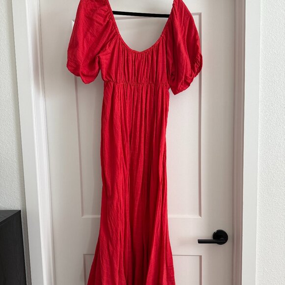 Free People Caribbean Red Maxi Dress – Size Small (Runs Large), Milkmaid Style - Picture 6 of 6